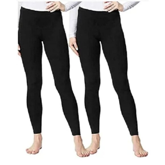 NEW 32 Degrees Heat Women's S 2-Pack Base Layer Legging Pants Black - Picture 1 of 5
